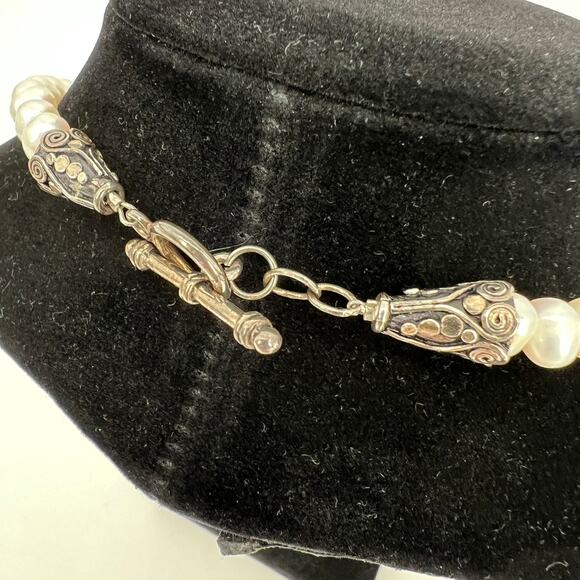 Red Coral Genuine Pearl Necklace Silver Clasp 18 inch Chunky Statement Tropical - Picture 4 of 11